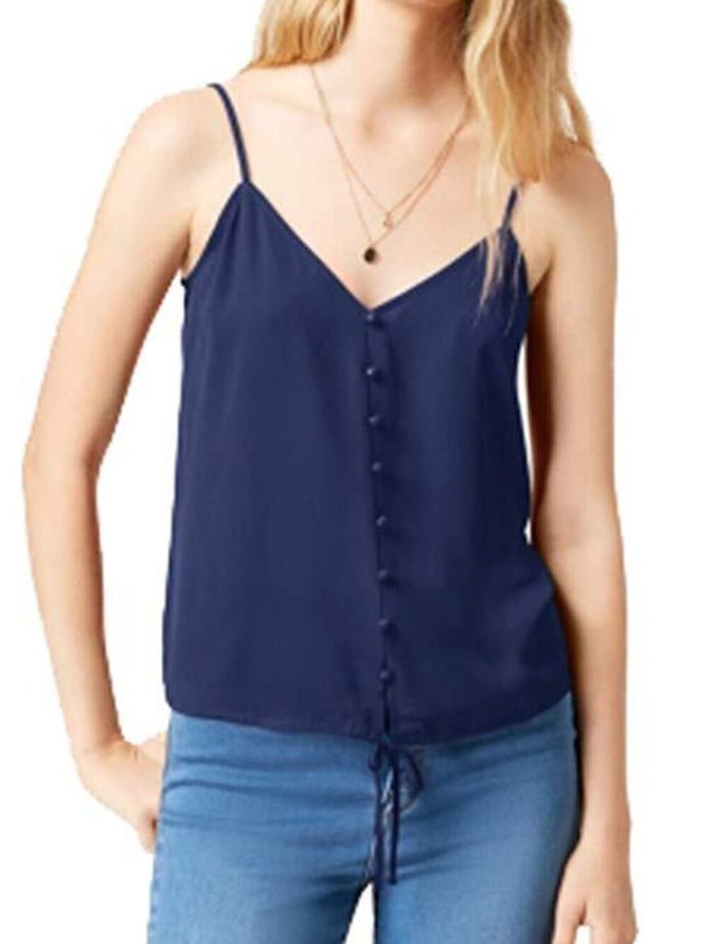 Hippie Rose Womens Activewear Tie Front Cami Tank Top